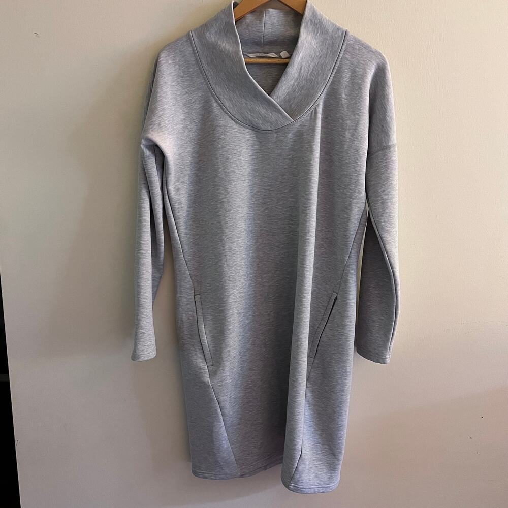 ATHLETA Cozy Karma Sweatshirt Dress Tunic Light Gray Fleece Lined  - Size M